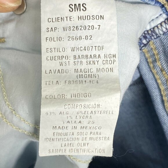 Hudson Womens Barbara High Rise‎ Distressed Blue Denim Super Skinny Jeans SZ 25 - Picture 9 of 11